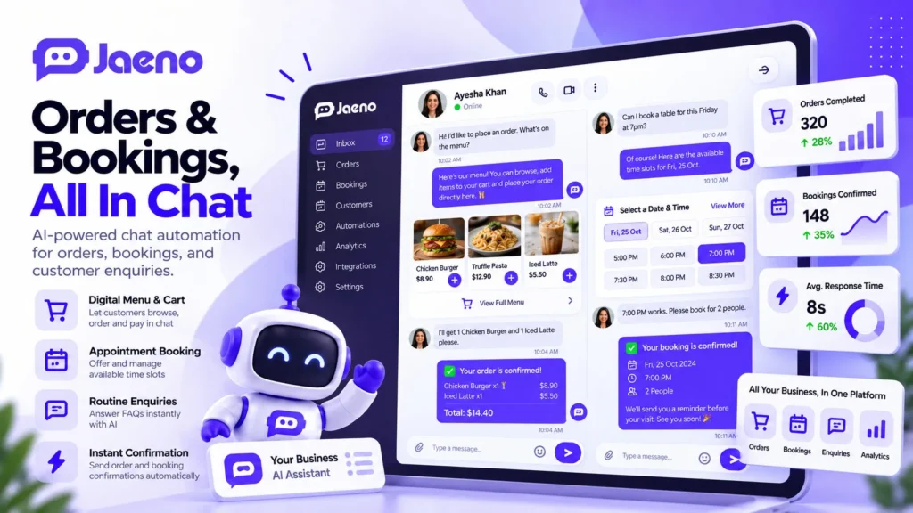 Business chat platform dashboard displaying AI customer support, workflow automation, and conversation analytics for enterprises.